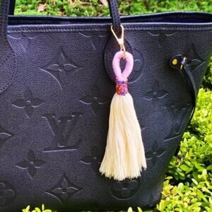 Maya Bay Tasseled Bag Charm Key Chain Lavender